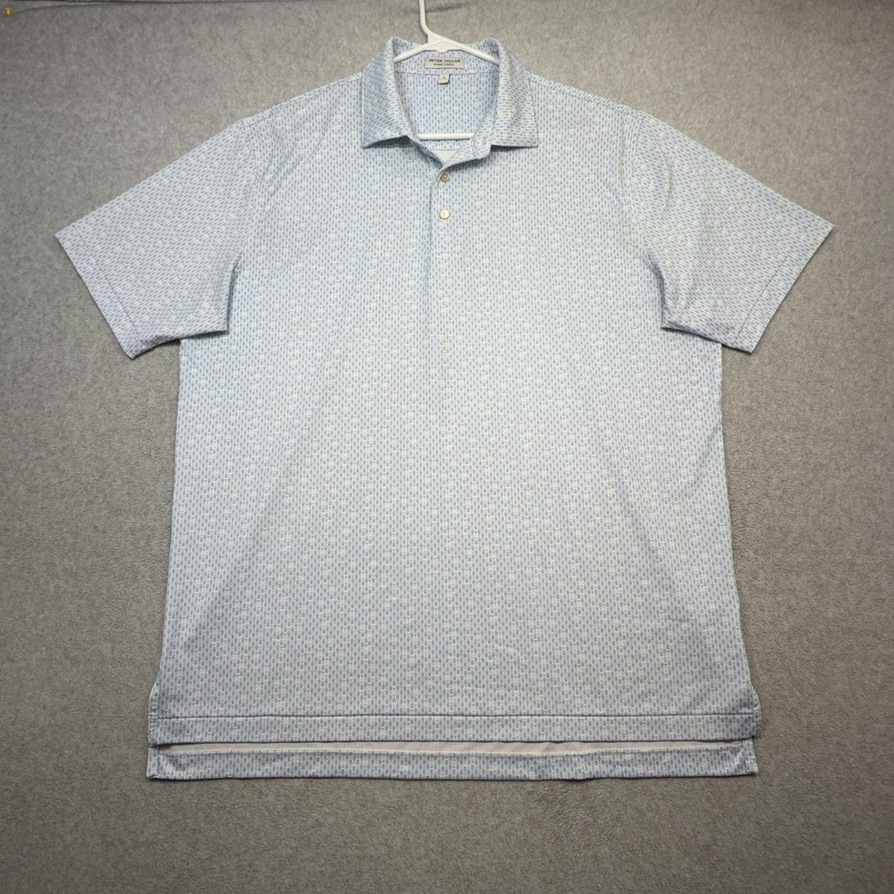 Peter Millar Polo Shirt Mens Large White Corkscrew Graphic Summer Comfort Golf